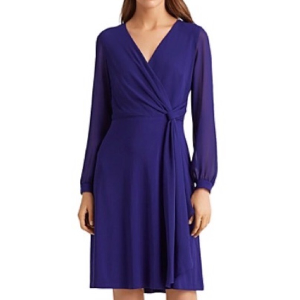 Lauren Ralph Lauren Cooper Faux Wrap V-Neck Cocktail Dress